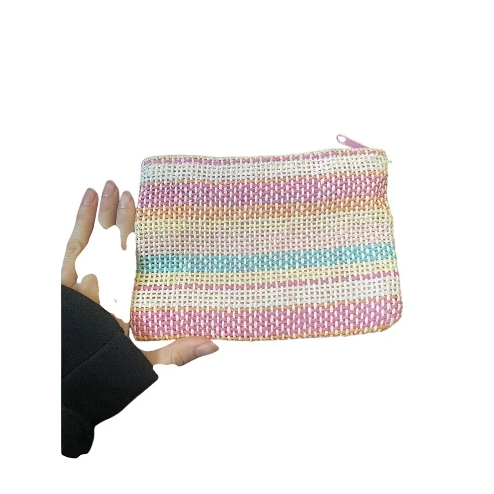 Woven Rainbow Stripe‎ Cosmetic Bag Pouch Clutch Small Purse